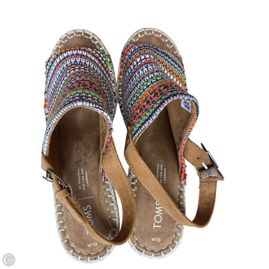 Sandals Heels Wedge By Toms In Multi-colored, Size: 10