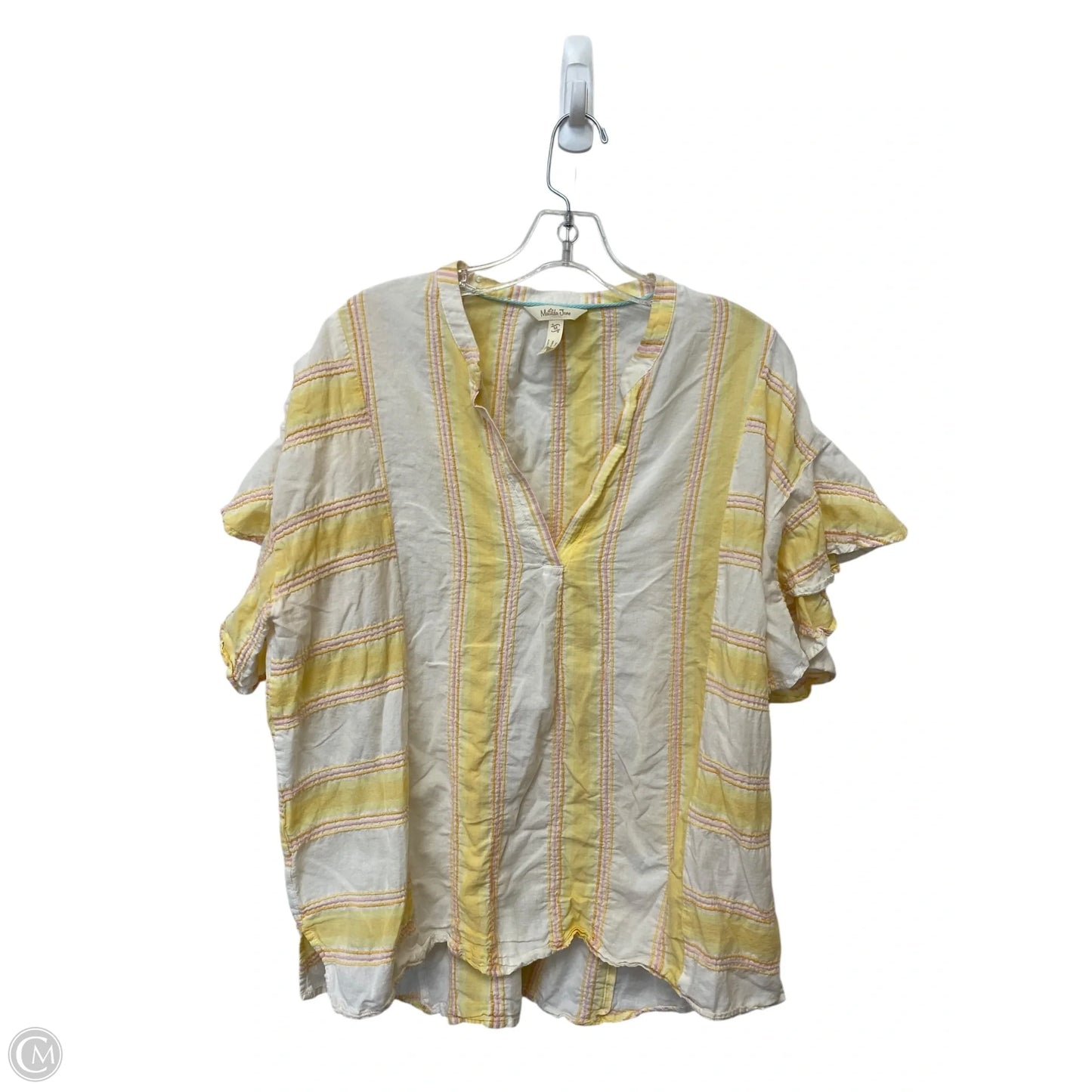 Top Short Sleeve By Matilda Jane In White & Yellow, Size: M