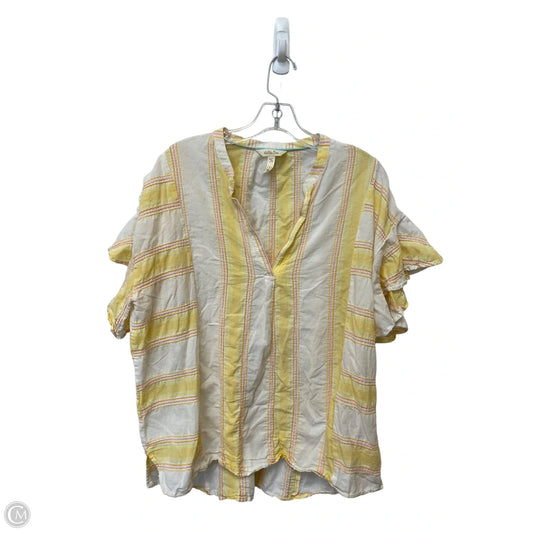 Top Short Sleeve By Matilda Jane In White & Yellow, Size: M