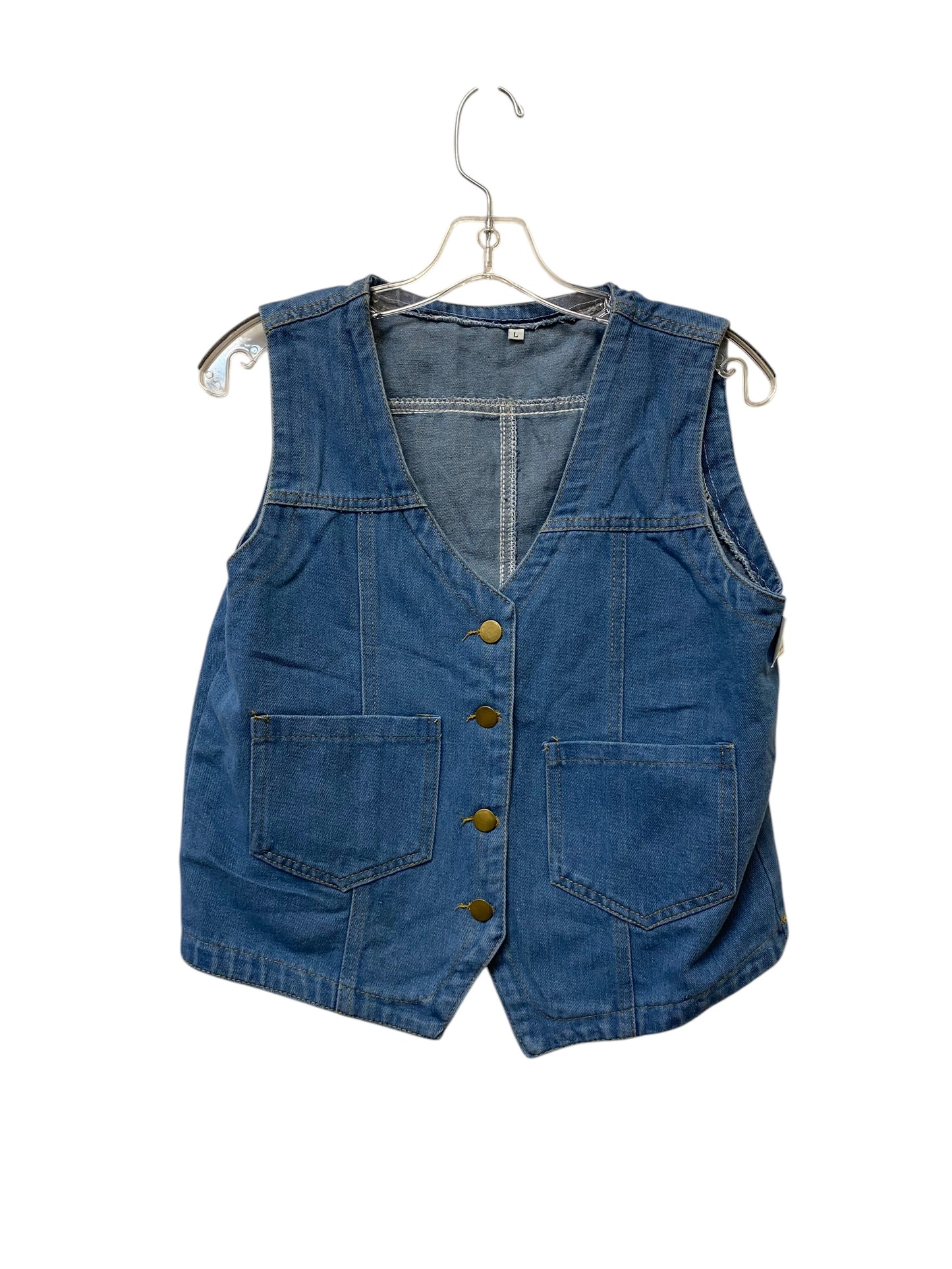 Vest Other By Clothes Mentor In Blue Denim, Size: L