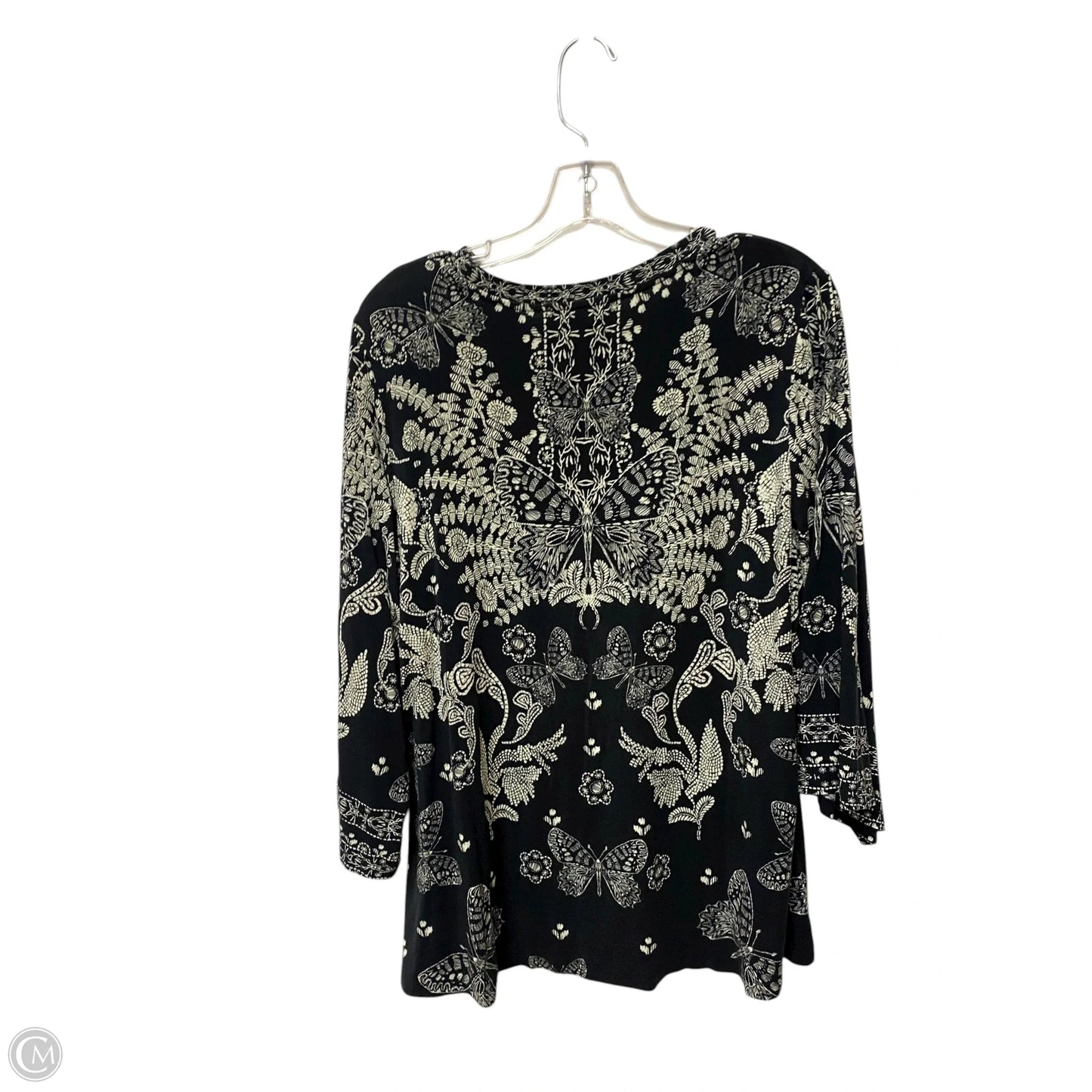 Top Long Sleeve By Johnny Was In Black & White, Size: Xxl