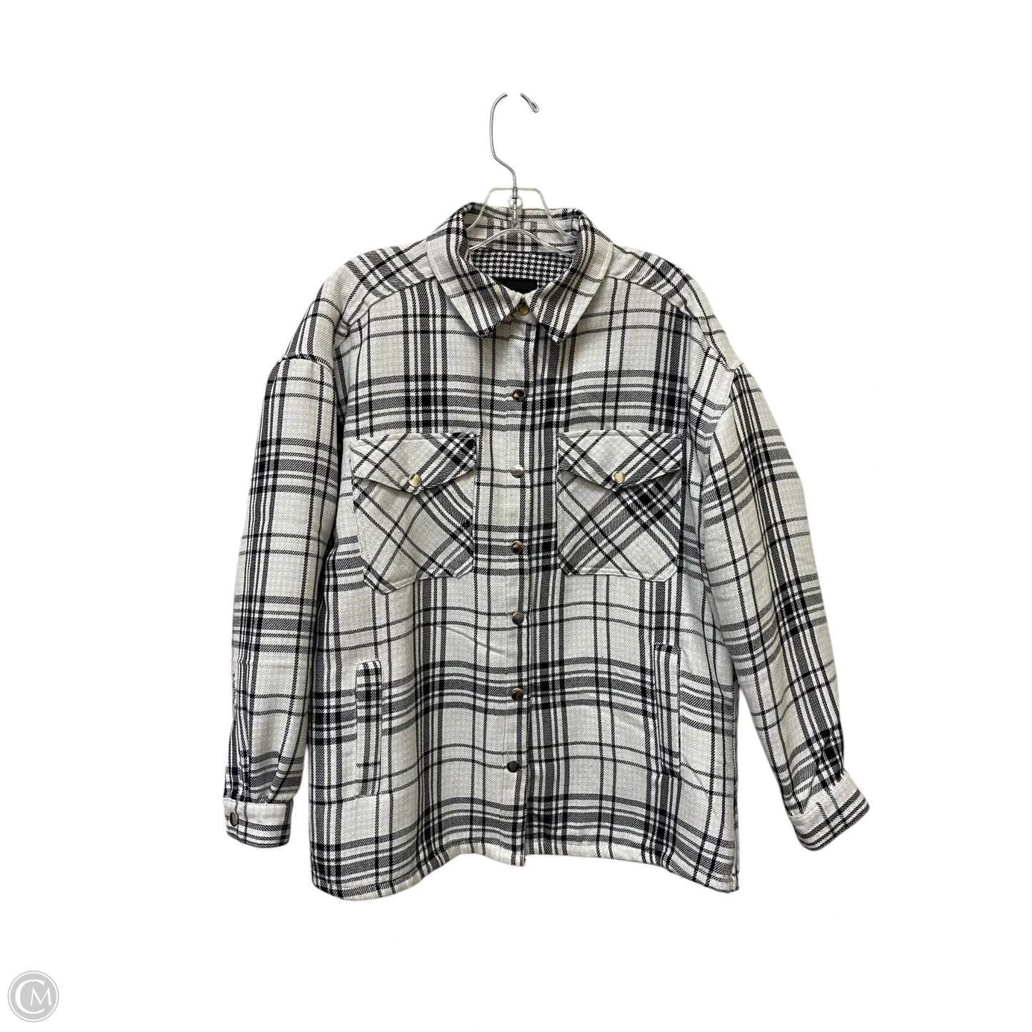 Jacket Shirt By Velvet Heart In Plaid Pattern, Size: S