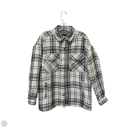 Jacket Shirt By Velvet Heart In Plaid Pattern, Size: S
