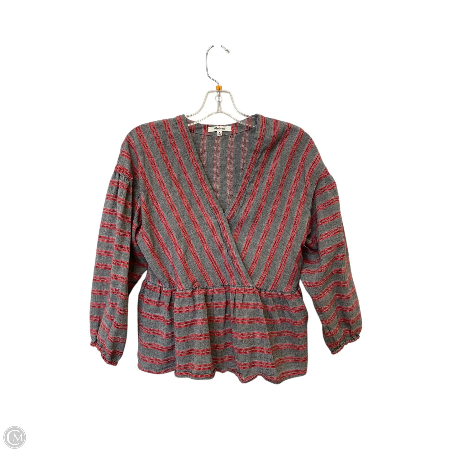 Top Long Sleeve By Madewell In Striped Pattern, Size: M