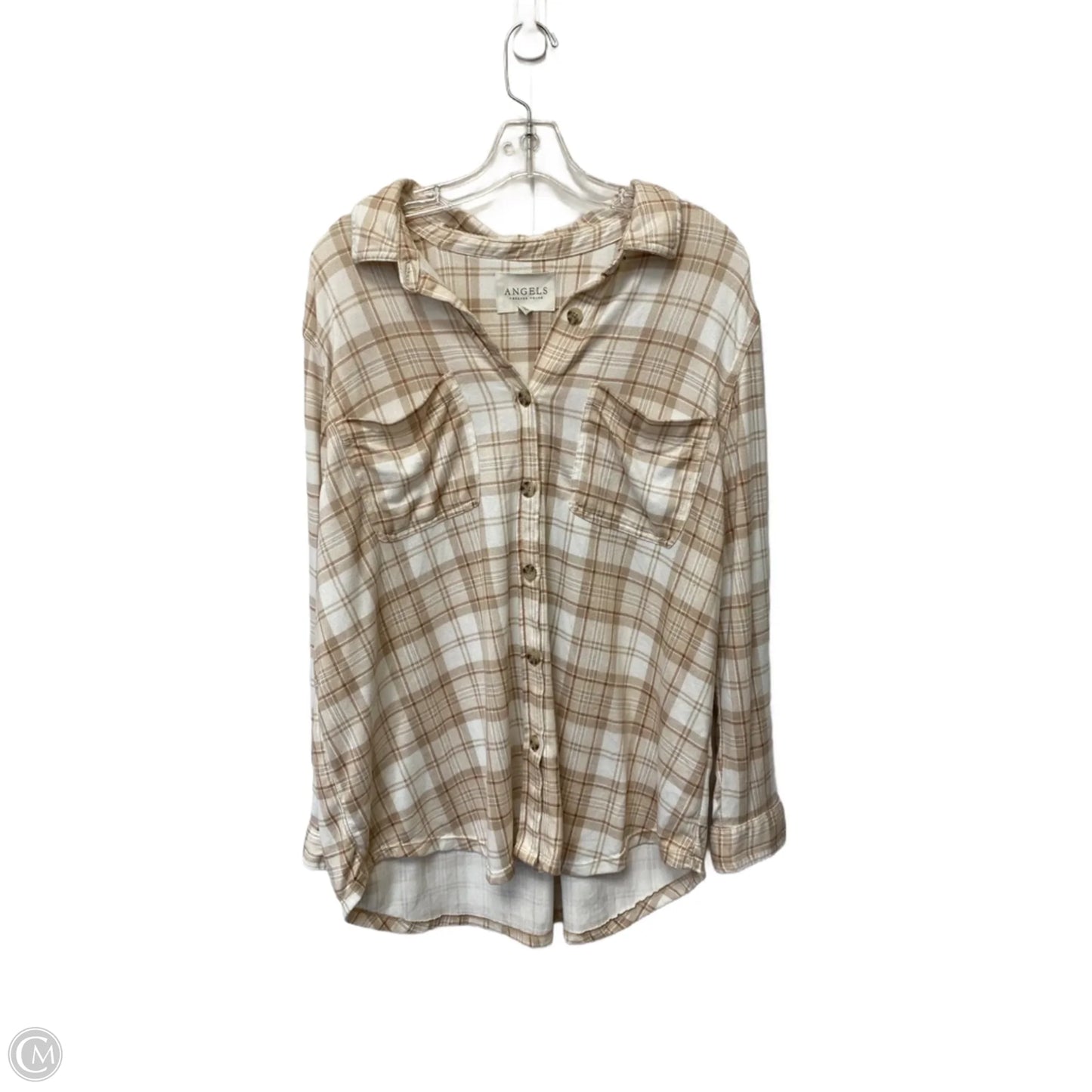 Top Long Sleeve By Angels In Plaid Pattern, Size: 1x