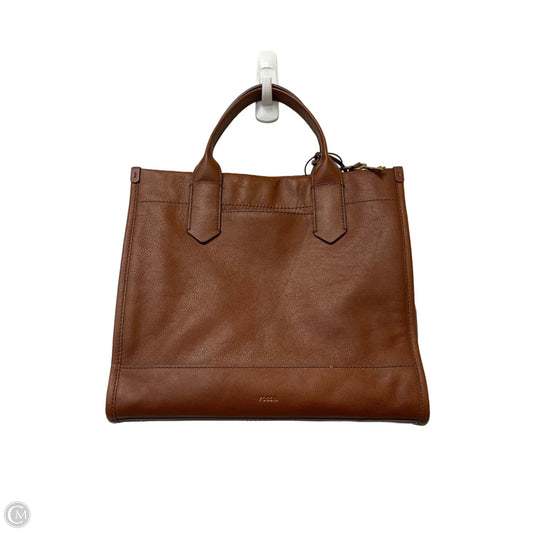 Handbag Leather By Fossil, Size: Medium