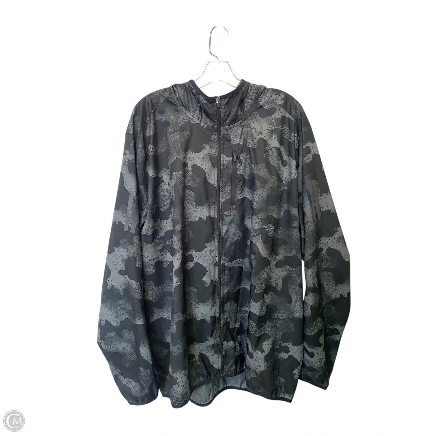 Jacket Windbreaker By Adidas In Black & Grey, Size: Xl