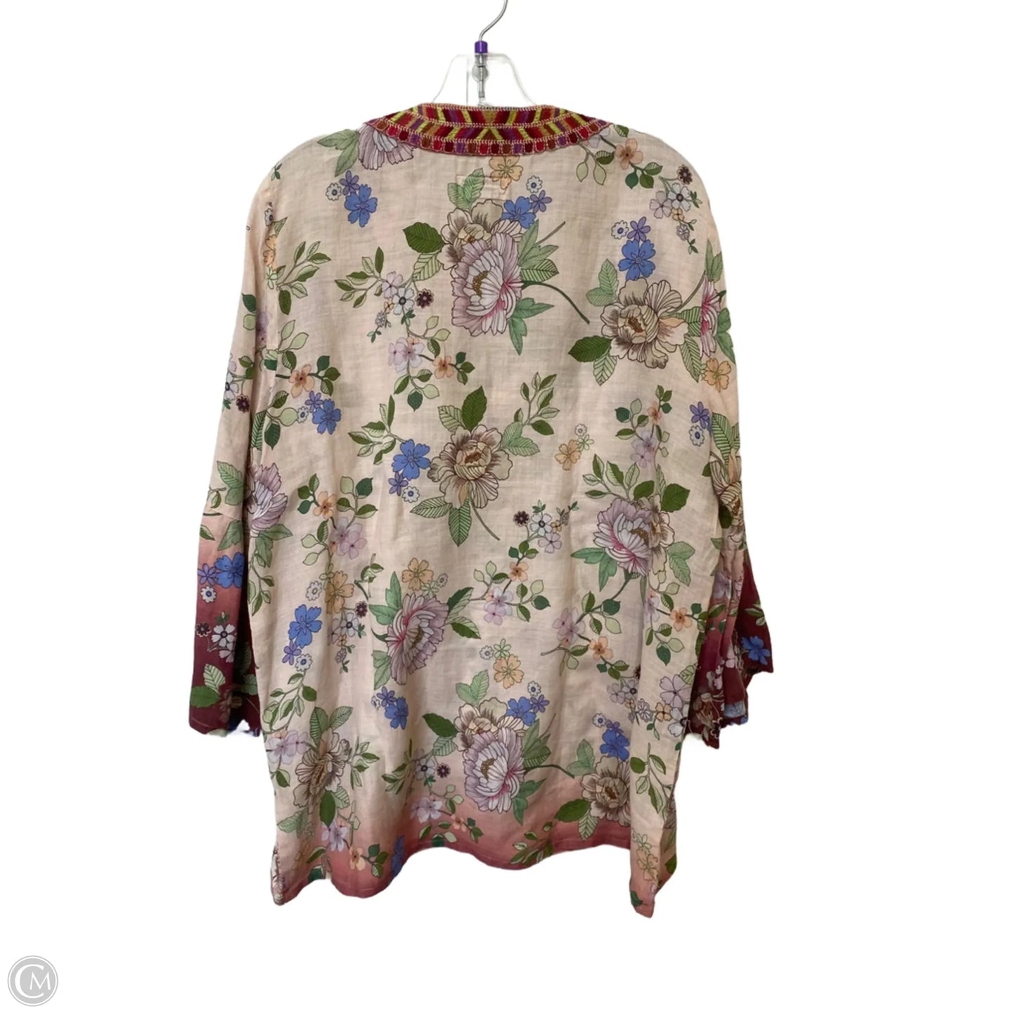 Top Long Sleeve By Johnny Was In Floral Print, Size: Xl