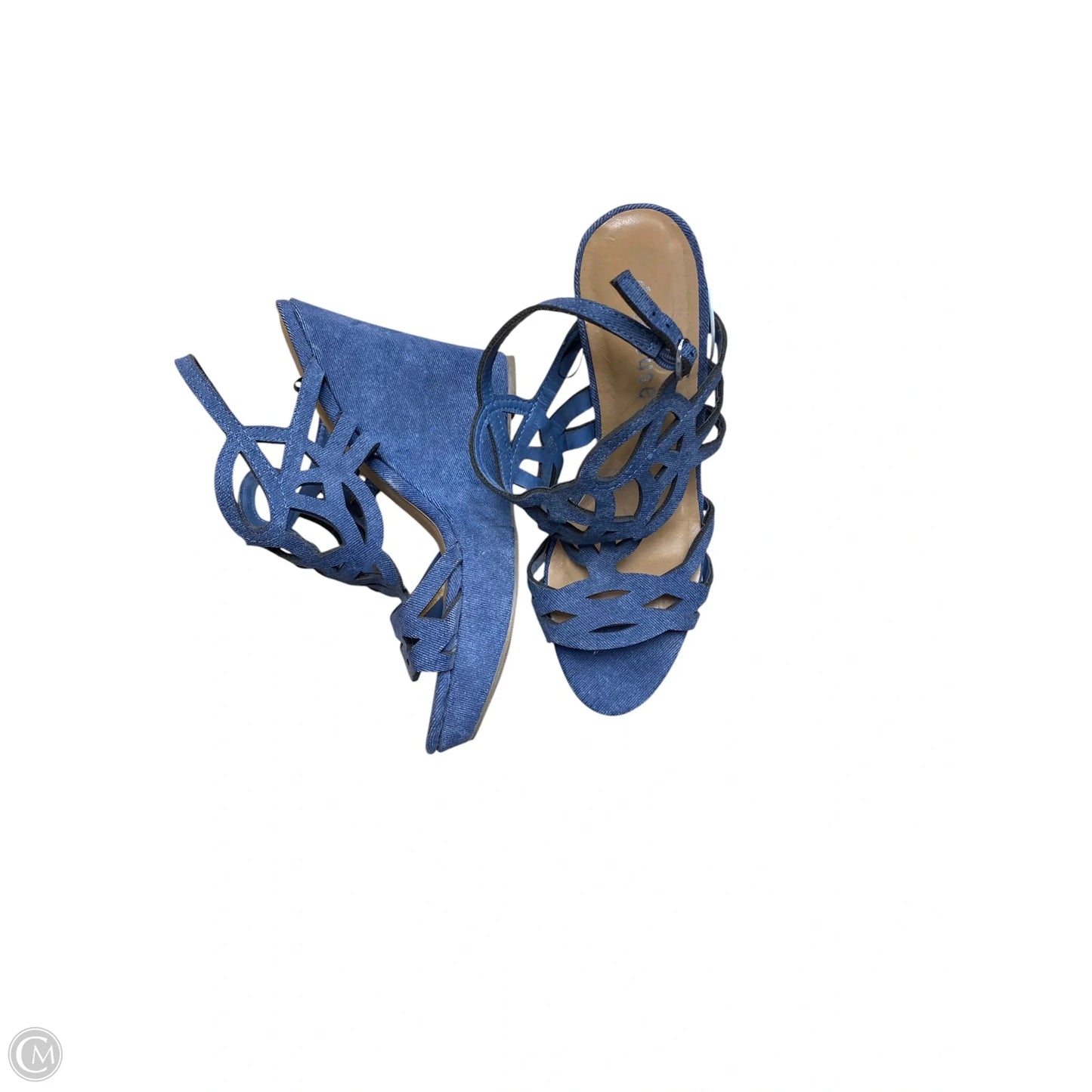 Shoes Heels Wedge By Dollhouse In Blue, Size: 8.5