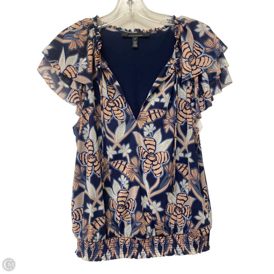 Top Short Sleeve By White House Black Market In Navy, Size: L