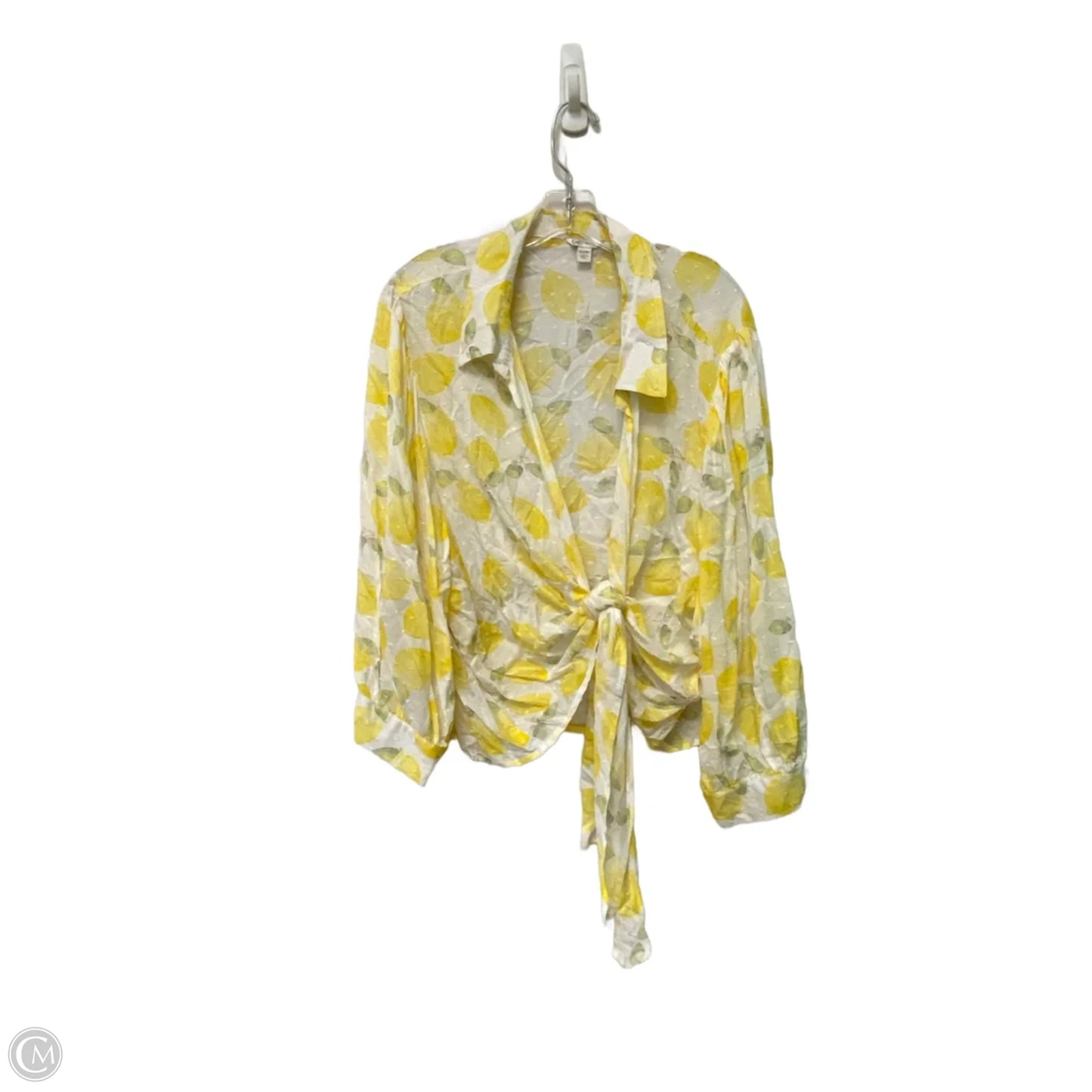 Top Short Sleeve By Cato In White & Yellow, Size: 26