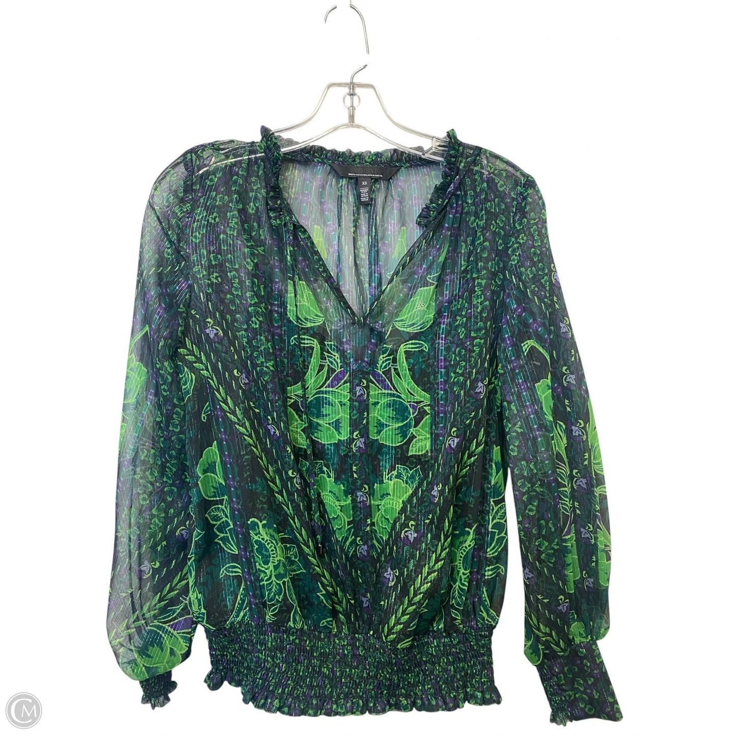 Top Long Sleeve By White House Black Market In Green, Size: Xs