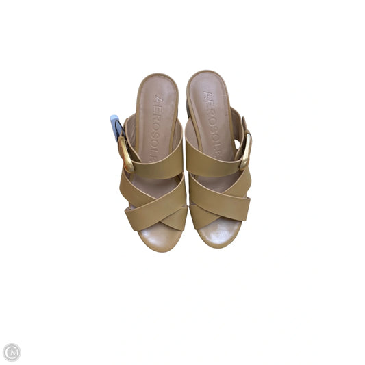 Sandals Heels Platform By Aerosoles In Tan, Size: 9