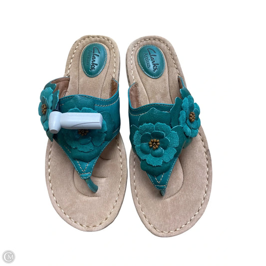 Sandals Flats By Clarks In Green, Size: 8.5