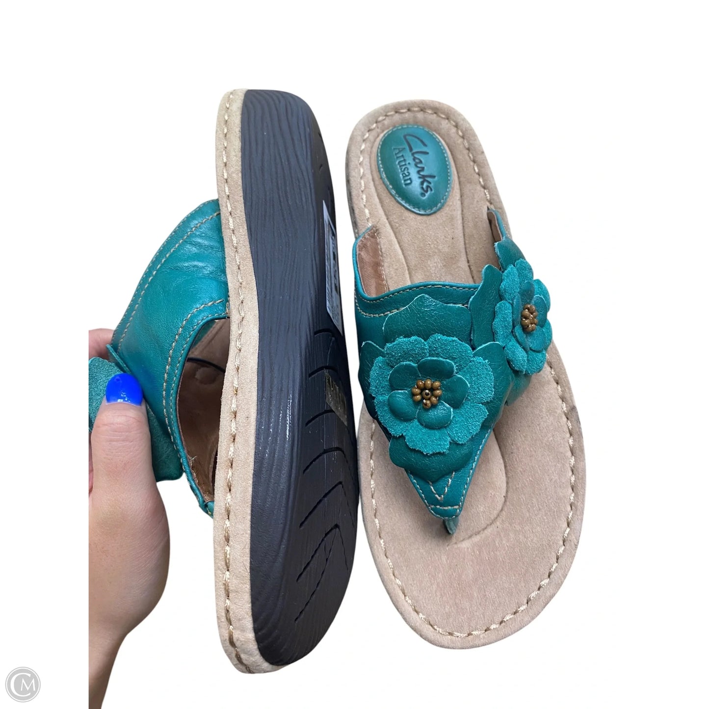 Sandals Flats By Clarks In Green, Size: 8.5