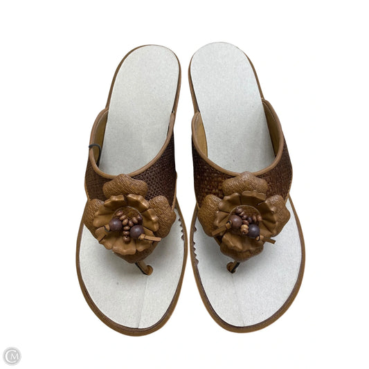 Sandals Heels Wedge By Clarks In Brown, Size: 8.5
