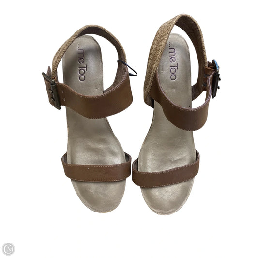 Sandals Heels Wedge By Me Too In Brown, Size: 8