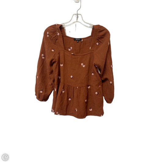 Top 3/4 Sleeve By Madewell In Brown, Size: Xs