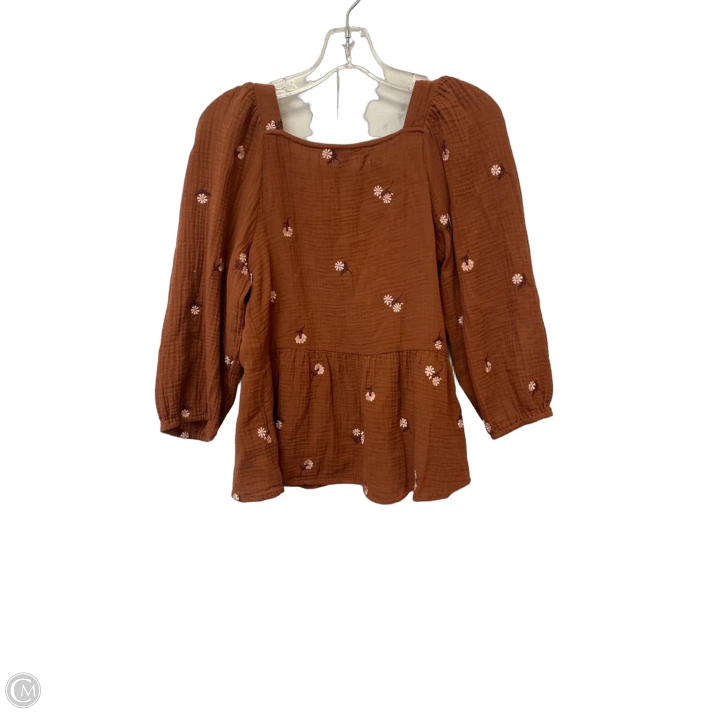 Top 3/4 Sleeve By Madewell In Brown, Size: Xs