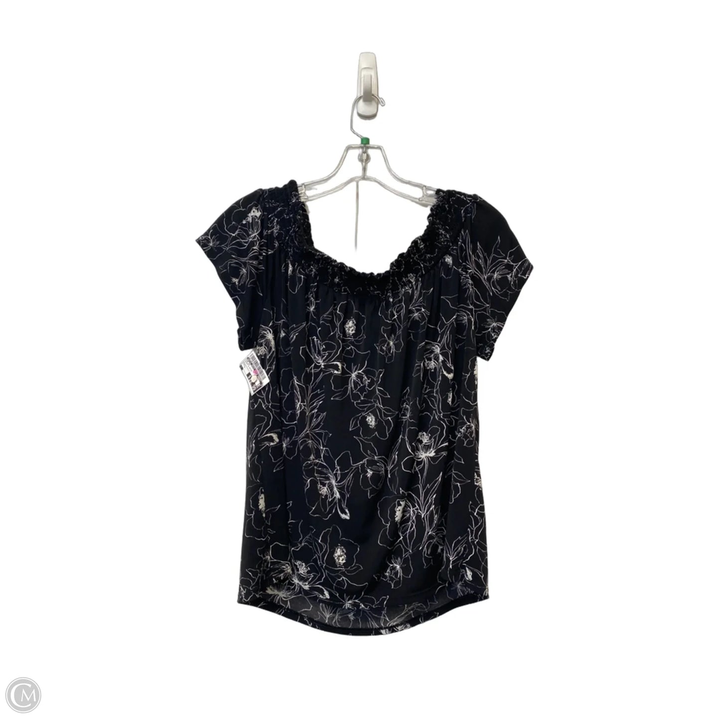 Top Short Sleeve By White House Black Market In Black & White, Size: L