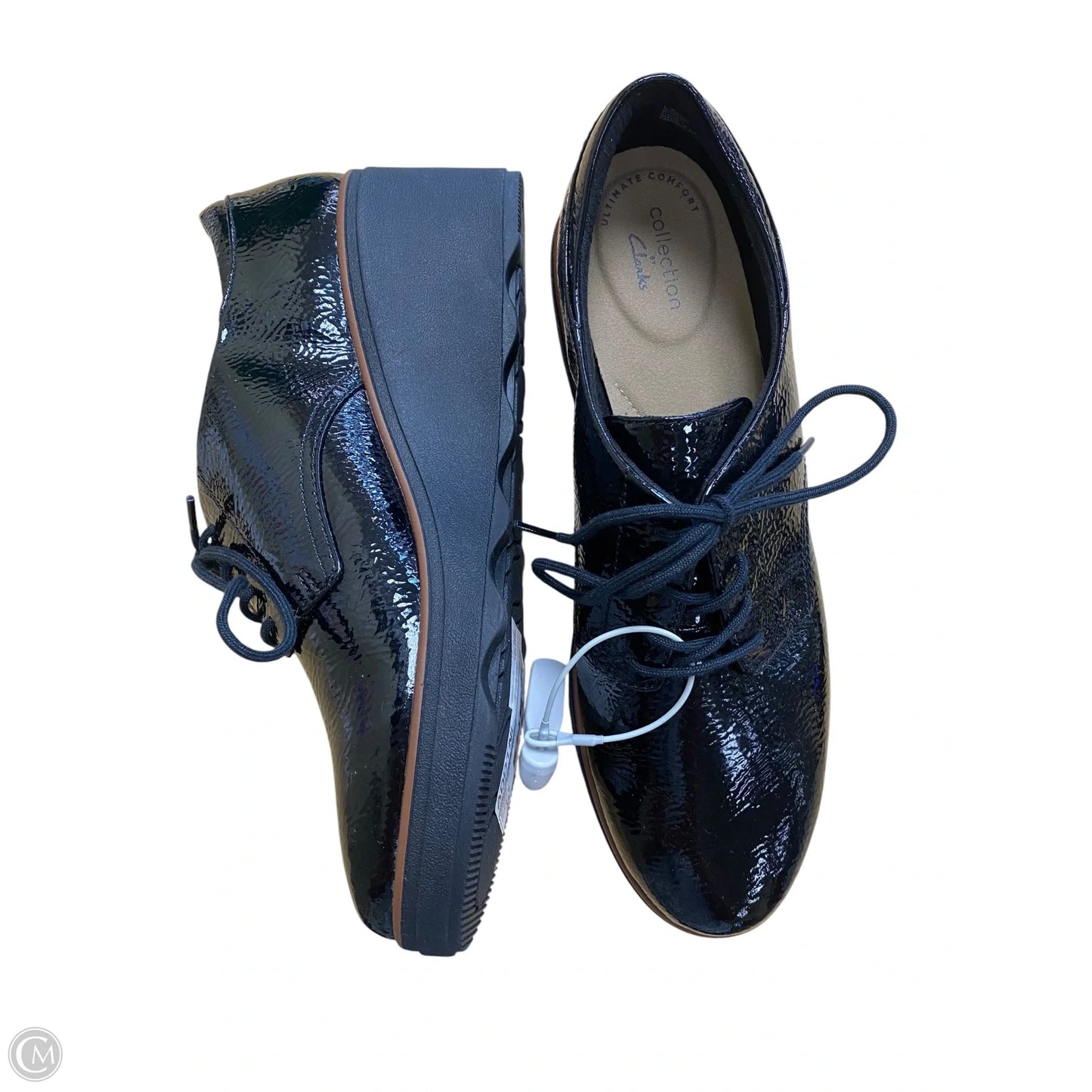 Shoes Heels Wedge By Clarks In Black, Size: 8.5
