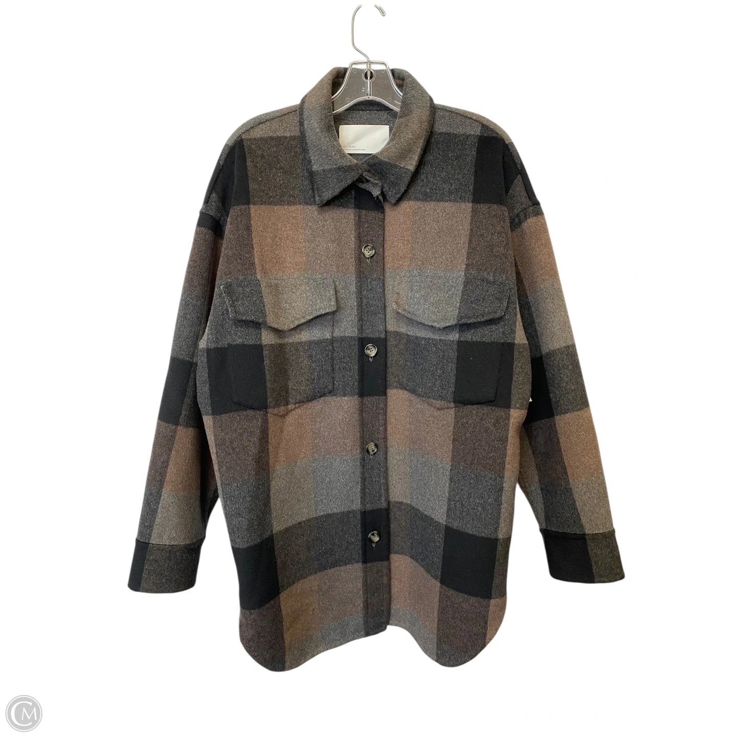 Coat Peacoat By Cme In Plaid Pattern, Size: L