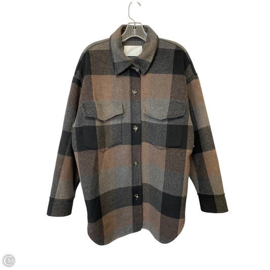 Coat Peacoat By Cme In Plaid Pattern, Size: L
