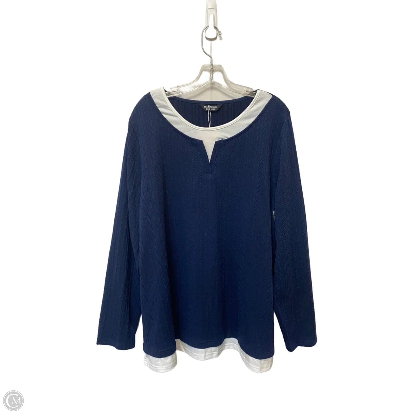 Top Long Sleeve By Bloomchic In Navy, Size: 18