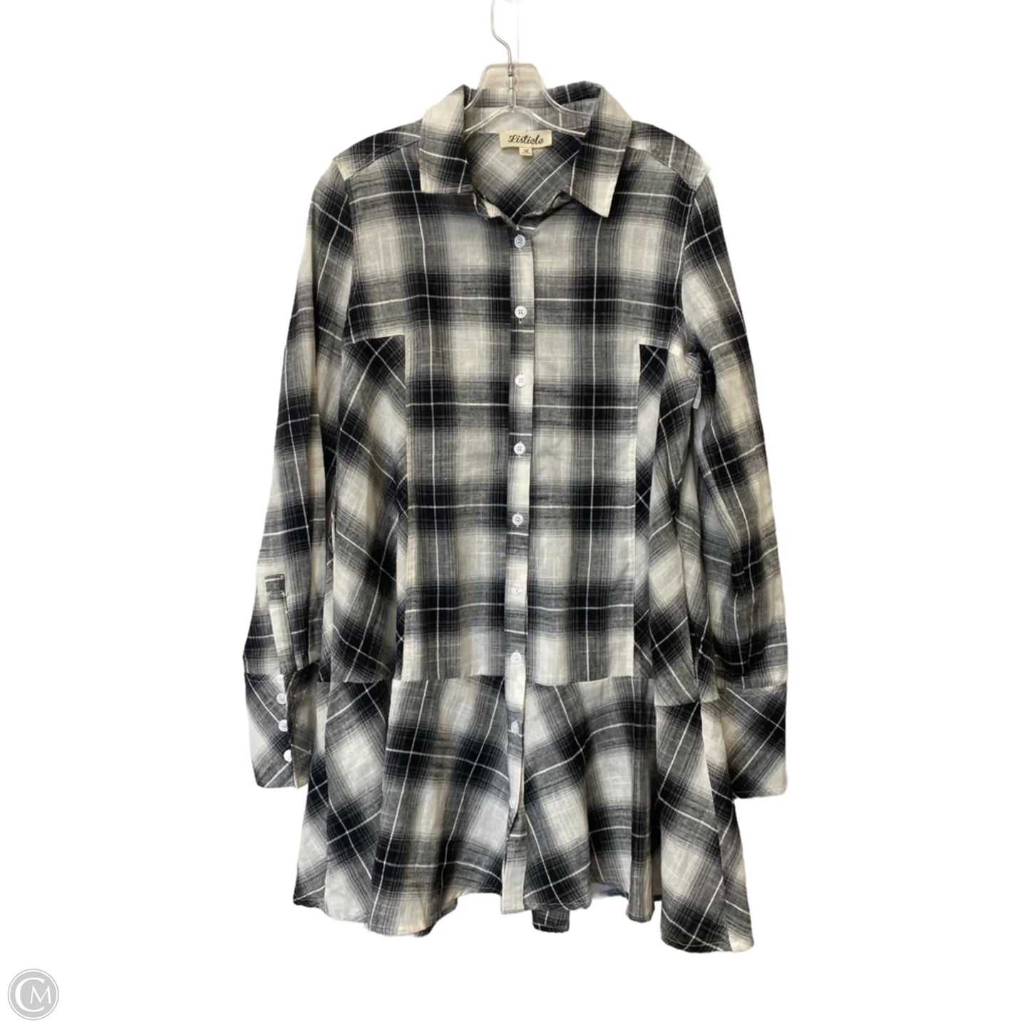 Top Long Sleeve By Listicle In Plaid Pattern, Size: L