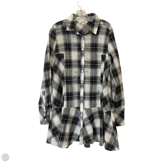 Top Long Sleeve By Listicle In Plaid Pattern, Size: L