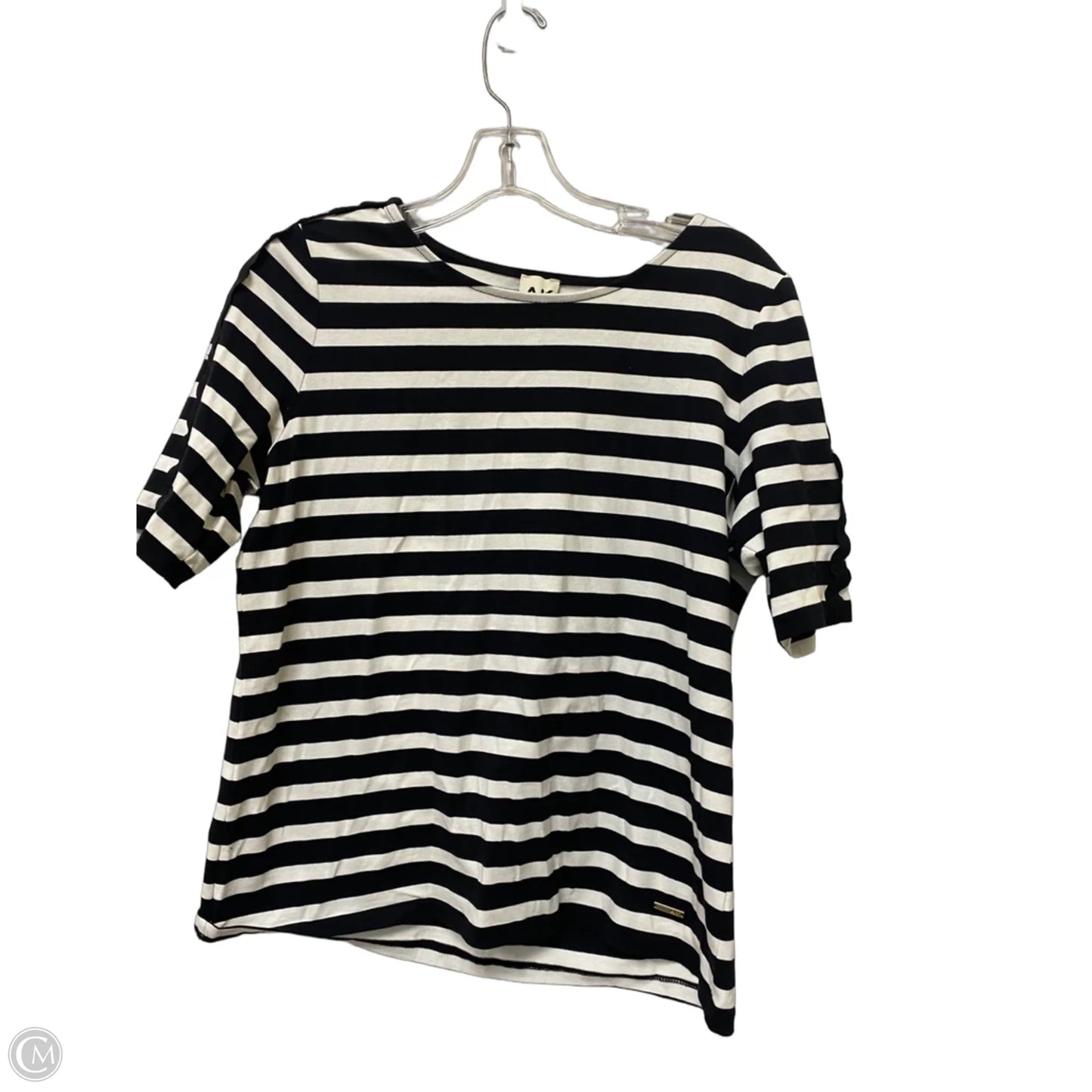 Top Short Sleeve By Anne Klein In Striped Pattern, Size: Mp