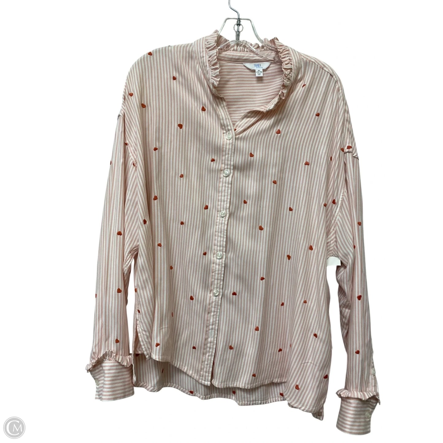 Top Long Sleeve By Time And Tru In Striped Pattern, Size: Xl