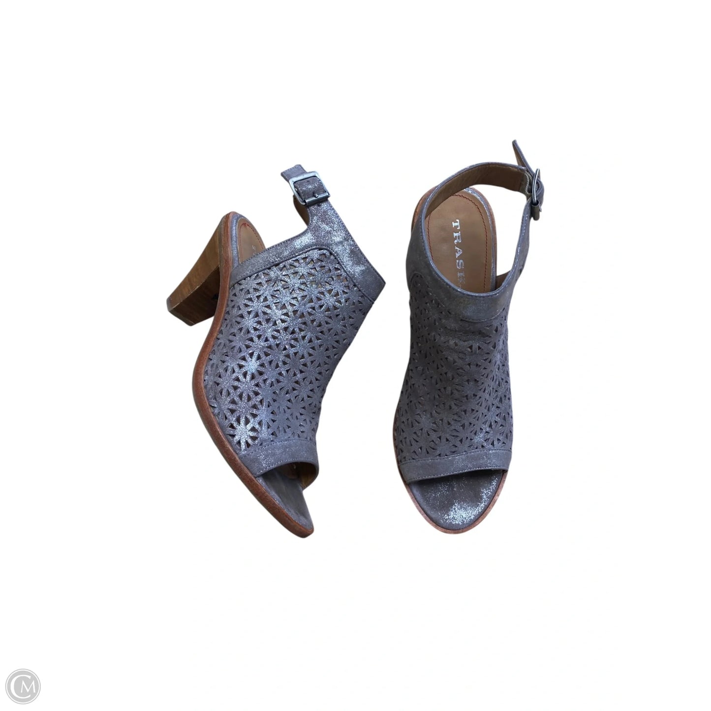 Shoes Heels Block By Clothes Mentor In Silver & Tan, Size: 10