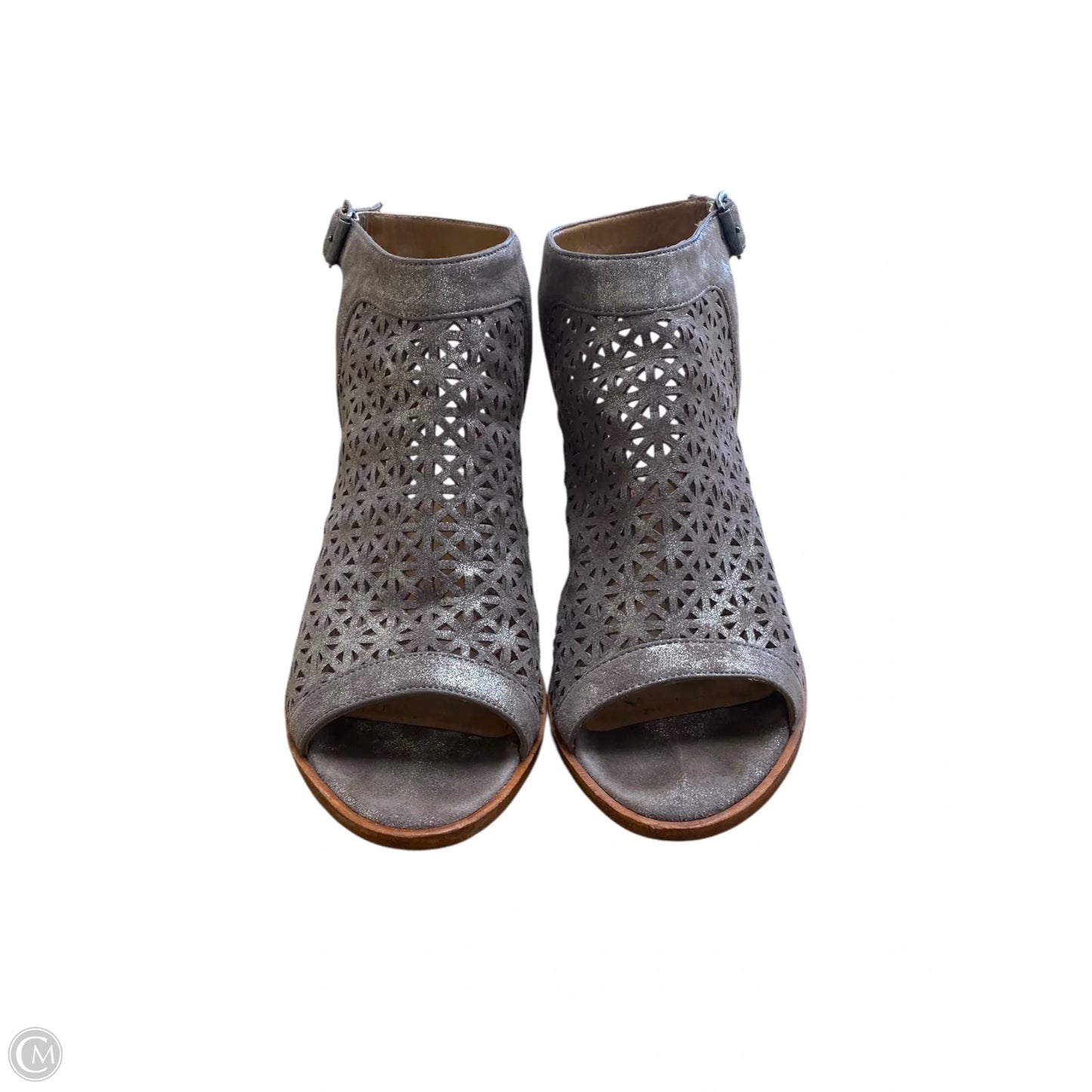Shoes Heels Block By Clothes Mentor In Silver & Tan, Size: 10