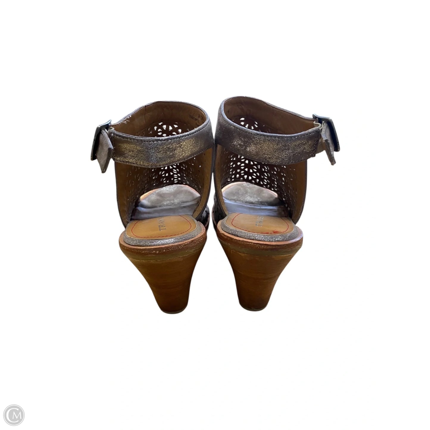 Shoes Heels Block By Clothes Mentor In Silver & Tan, Size: 10