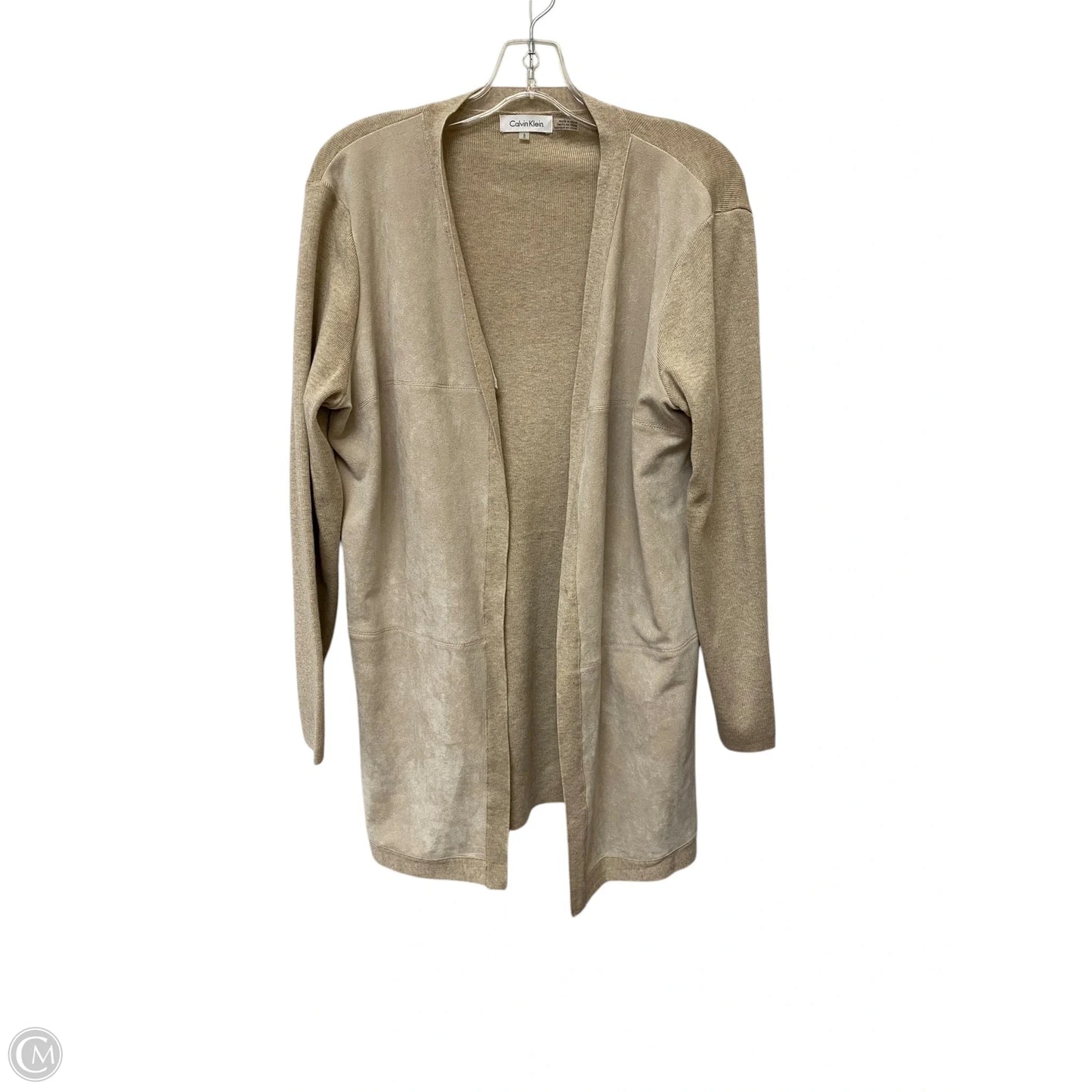 Sweater Cardigan By Calvin Klein In Tan, Size: L