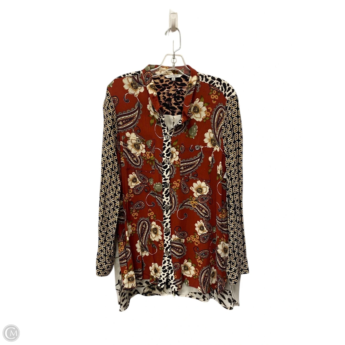 Top Long Sleeve By John Mark In Animal Print, Size: L