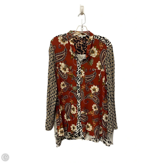 Top Long Sleeve By John Mark In Animal Print, Size: L