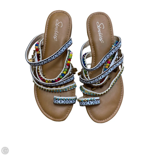 Sandals Flats By Clothes Mentor In Multi-colored, Size: 7.5