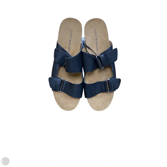 Sandals Heels Wedge By Lucky Brand In Black, Size: 9