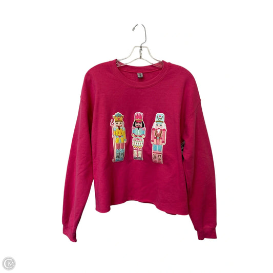 Sweatshirt Crewneck By Gildan In Pink, Size: L