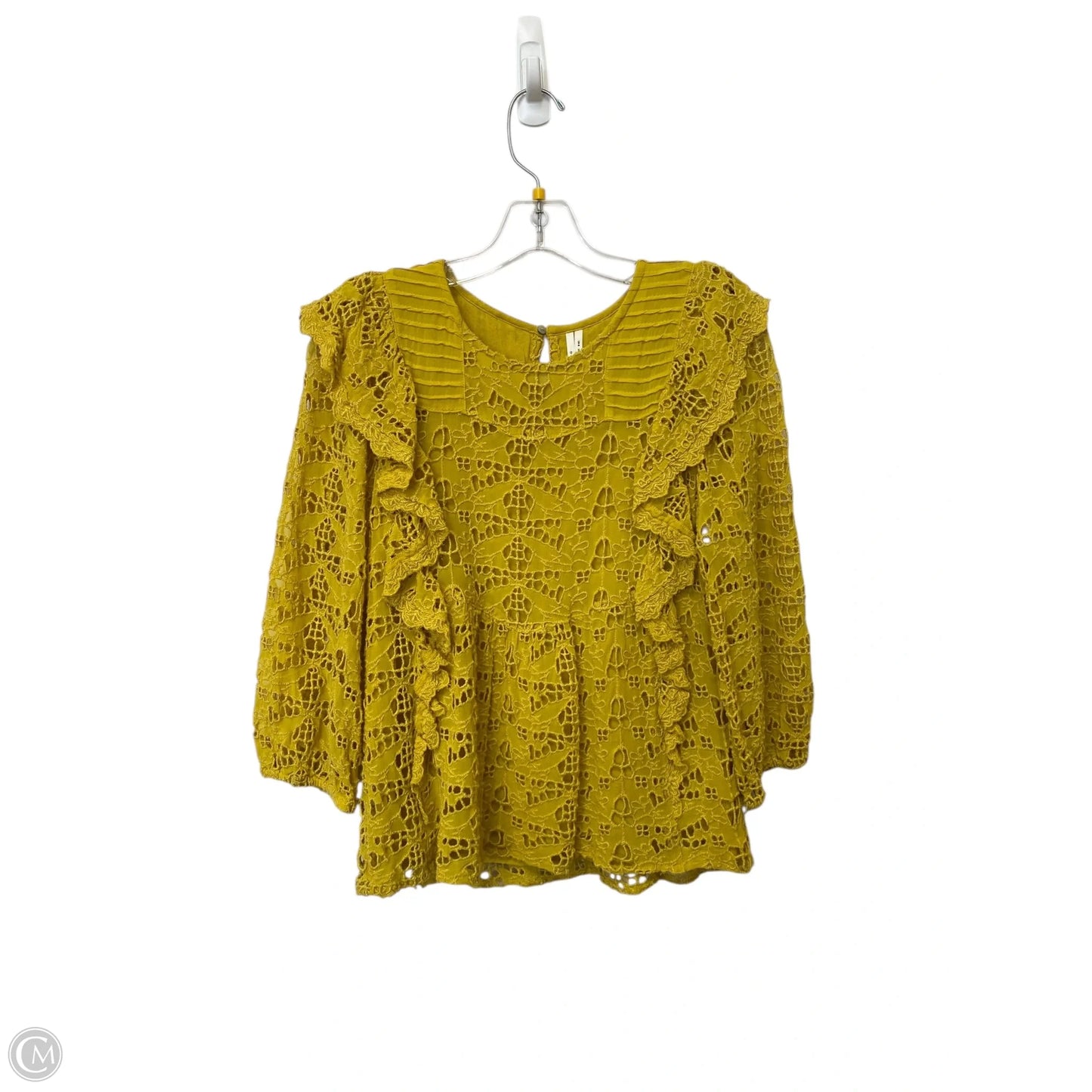 Top Long Sleeve By Anthropologie In Yellow, Size: 2