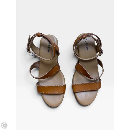 Shoes Heels Platform By Torrid In Brown & Cream, Size: 9.5