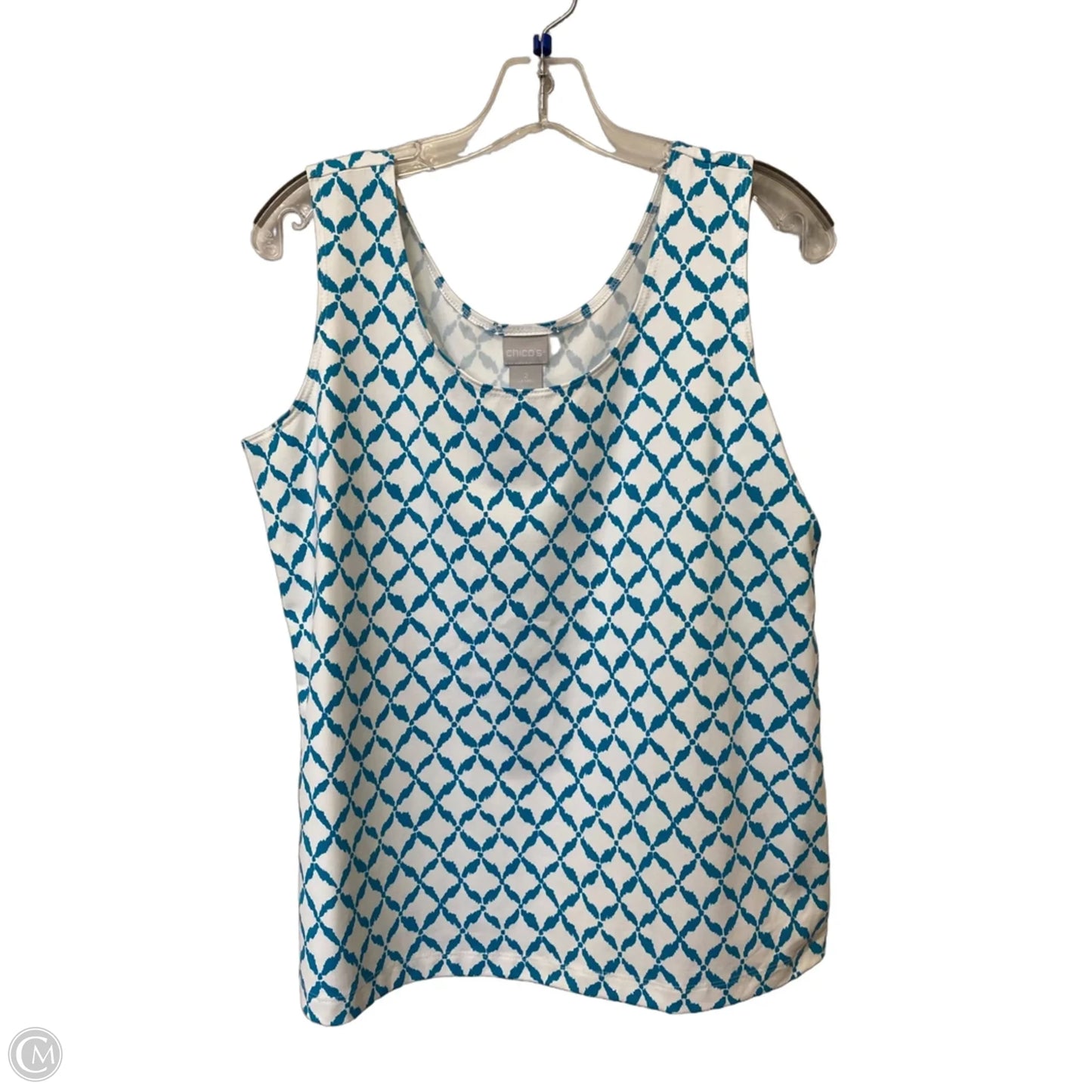 Top Sleeveless By Chicos In Blue & White, Size: 2