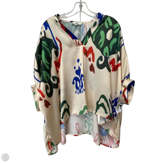 Top Short Sleeve By Entro In Cream & Green, Size: S