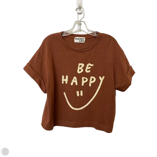Top Short Sleeve By Bucketlist In Brown, Size: S