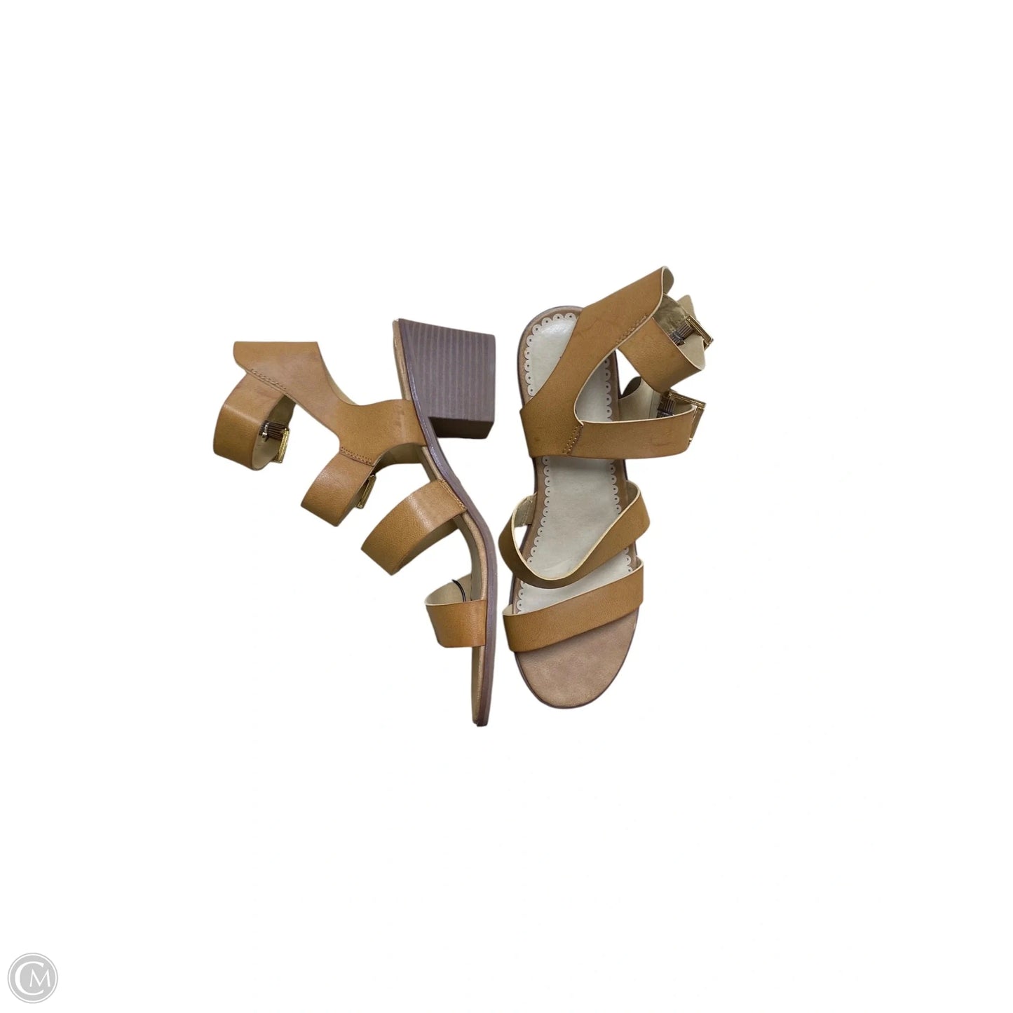 Sandals Heels Block By Clothes Mentor In Tan, Size: 10