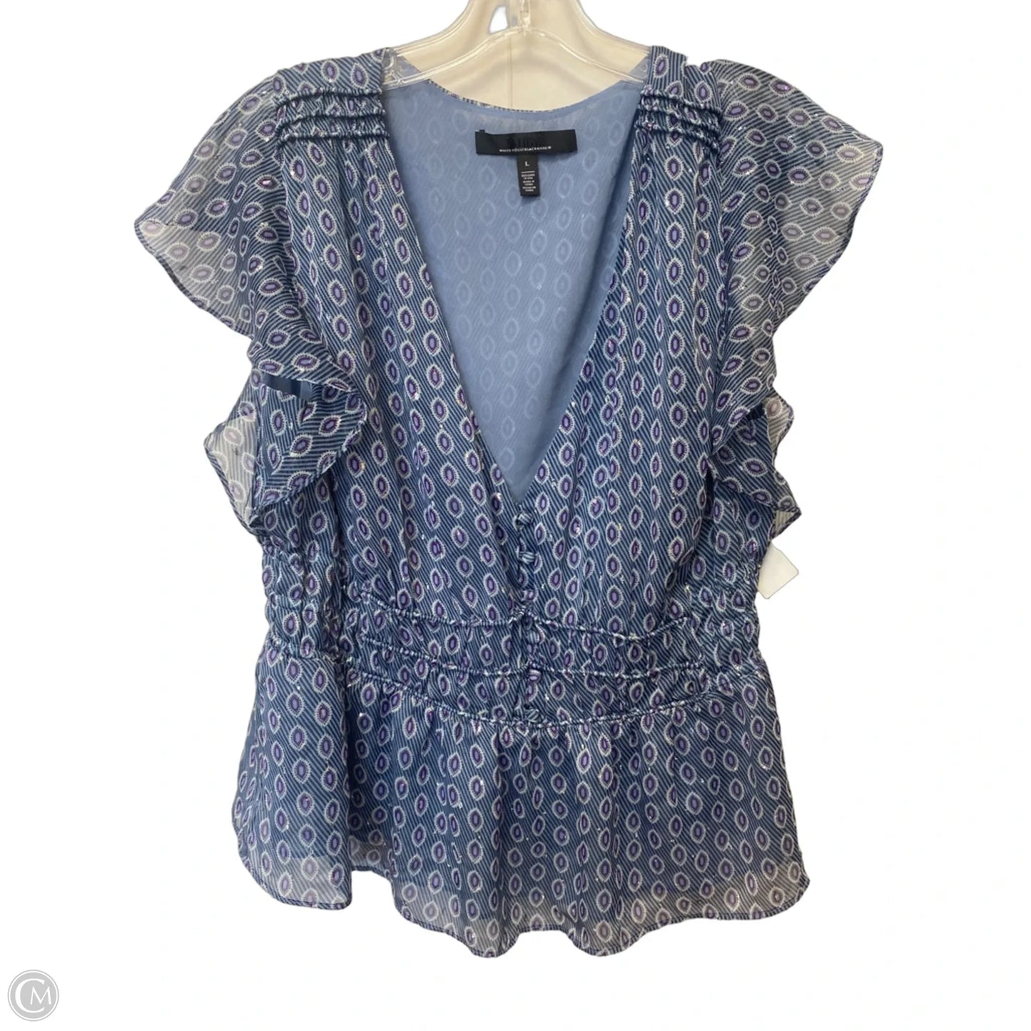 Top Short Sleeve By White House Black Market In Blue, Size: L