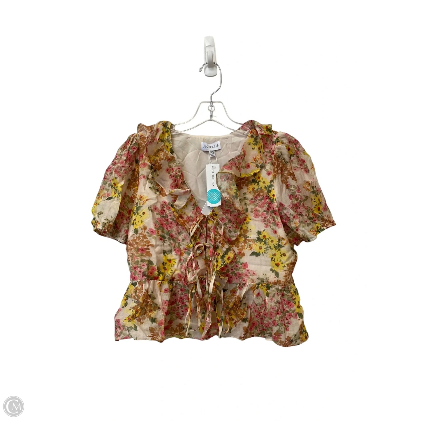 Top Short Sleeve By Lucy Paris In Floral Print, Size: Xs