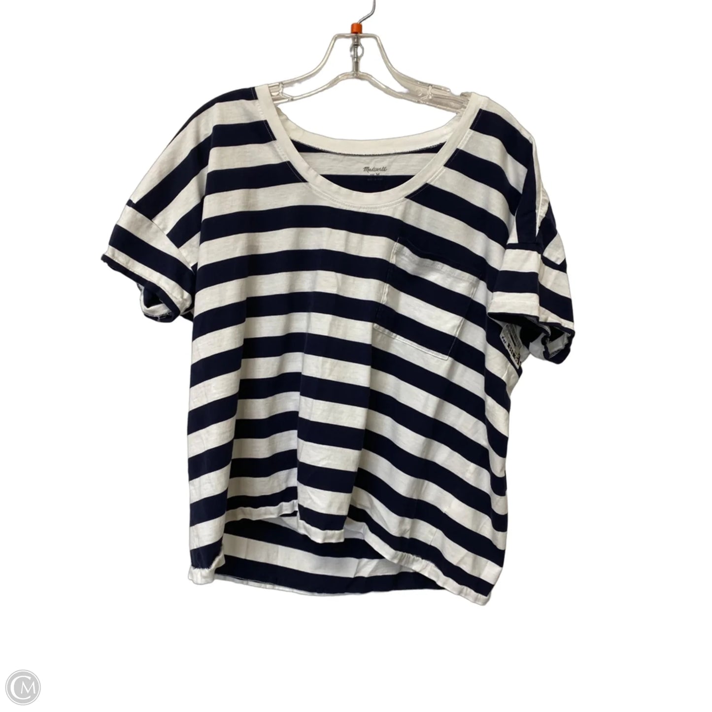 Top Short Sleeve By Madewell In Striped Pattern, Size: M